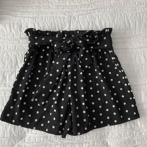 BLACK AND WHITE POLKA DOT SHORTS
